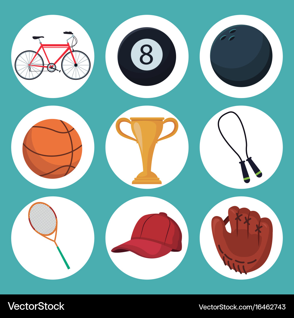 Color background with set icons in circular frame vector image
