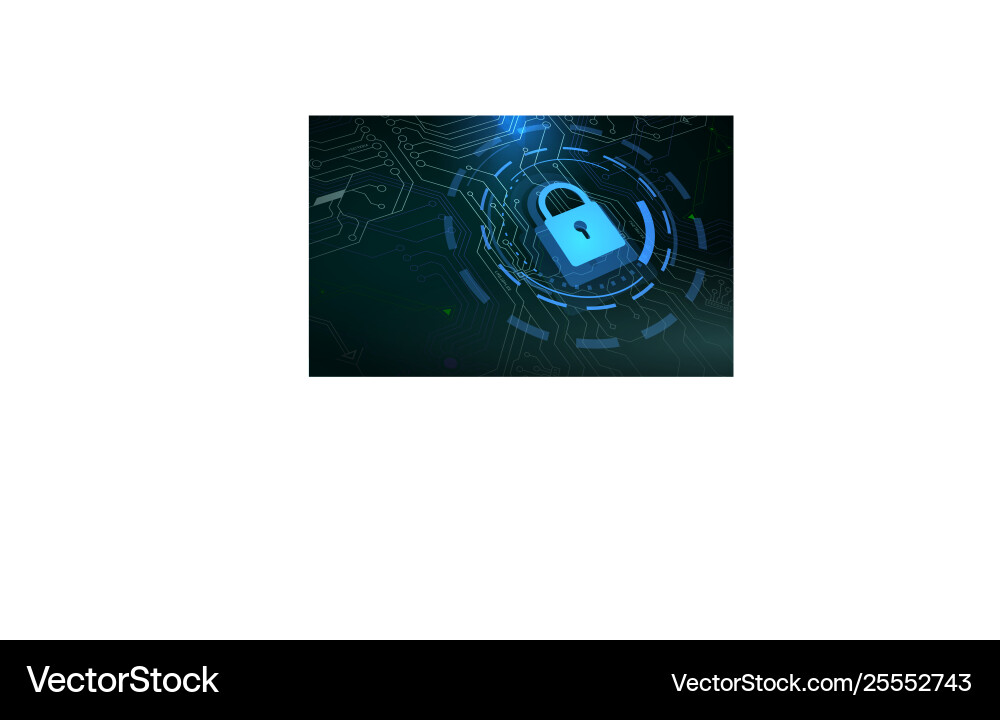Cyber Security Padlock & Microchip vector image
