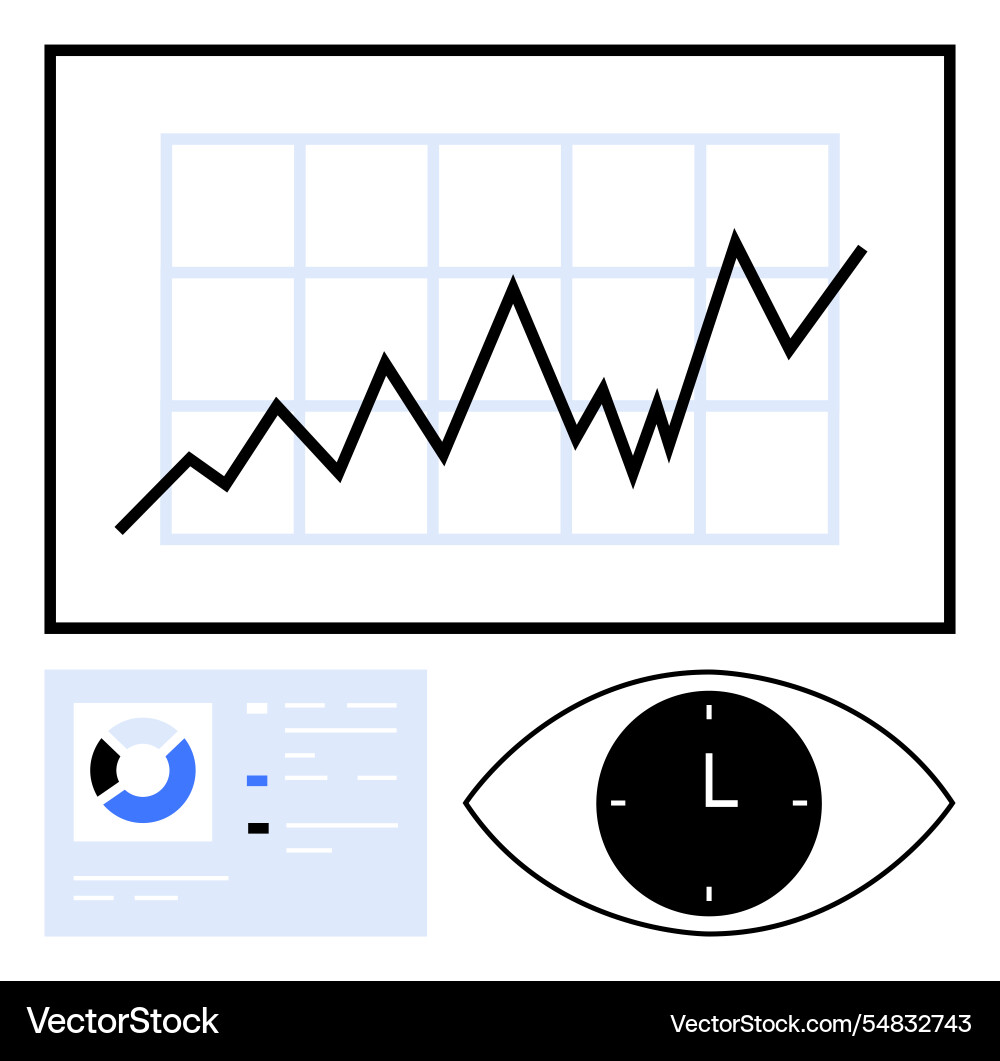 Datenanalyse Fortschritte bei der Liniendiagrammzeit Datenanalyse Fortschritte bei der Liniendiagrammzeit Vektorbild
