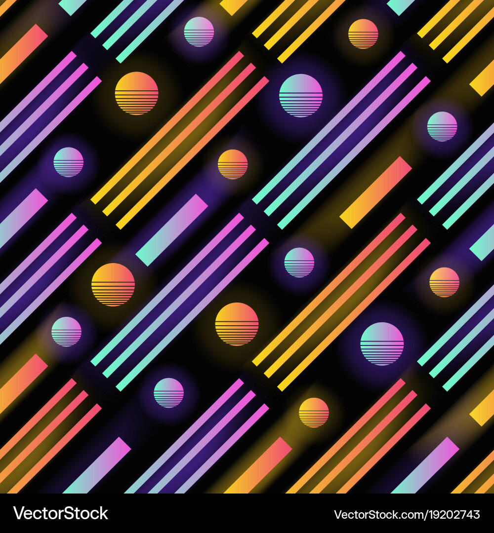 Futuristic seamless pattern with glowing gradient vector image