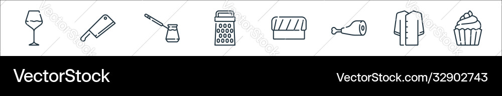 Gastronomy line icons linear set quality Gastronomy line icons linear set quality vector image