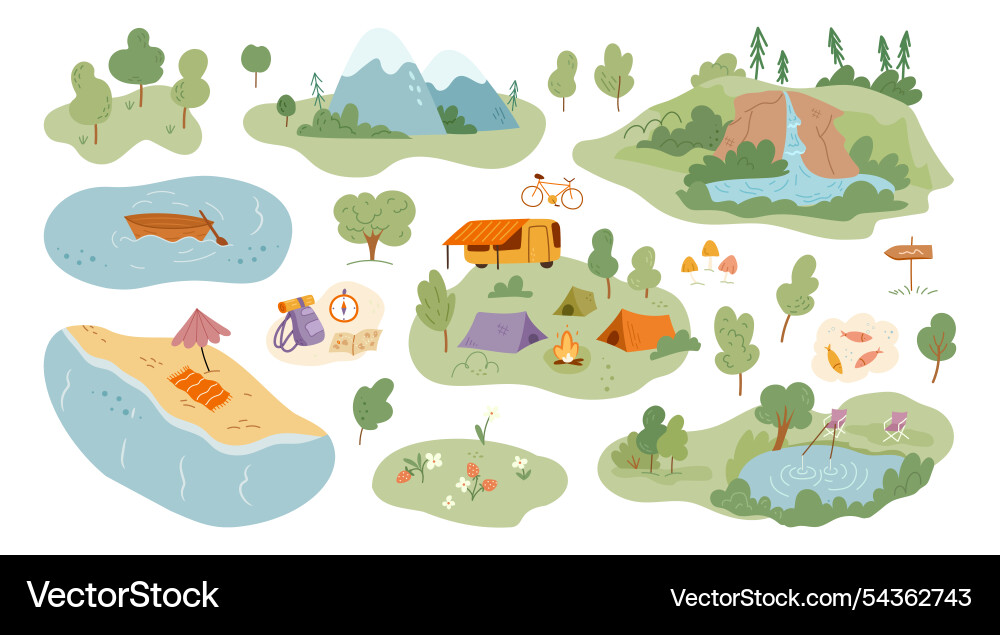 Hiker and backpacker map for traveling Royalty Free Vector