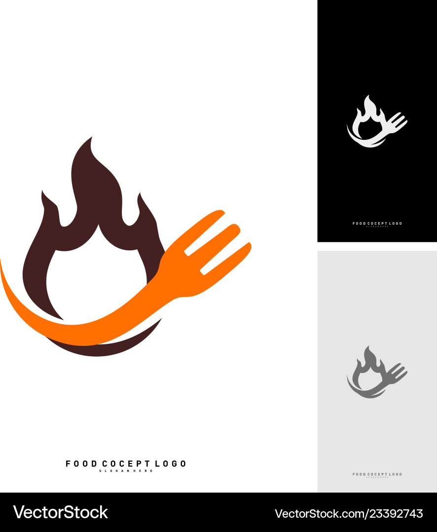 Hot Steak Logo mit Flammgabel und Messerform Hot Steak Logo mit Flammgabel und Messerform vektorbild