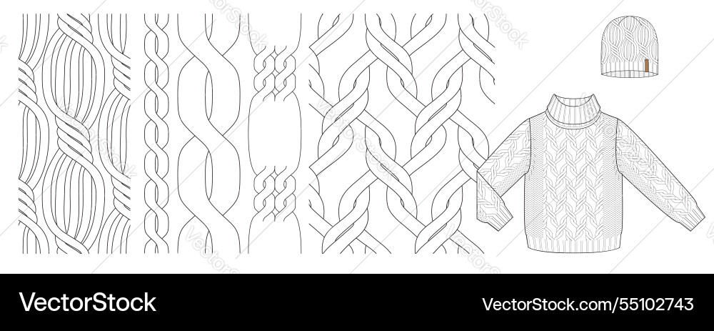Knitted Braid Pattern Technical Sketch vector image