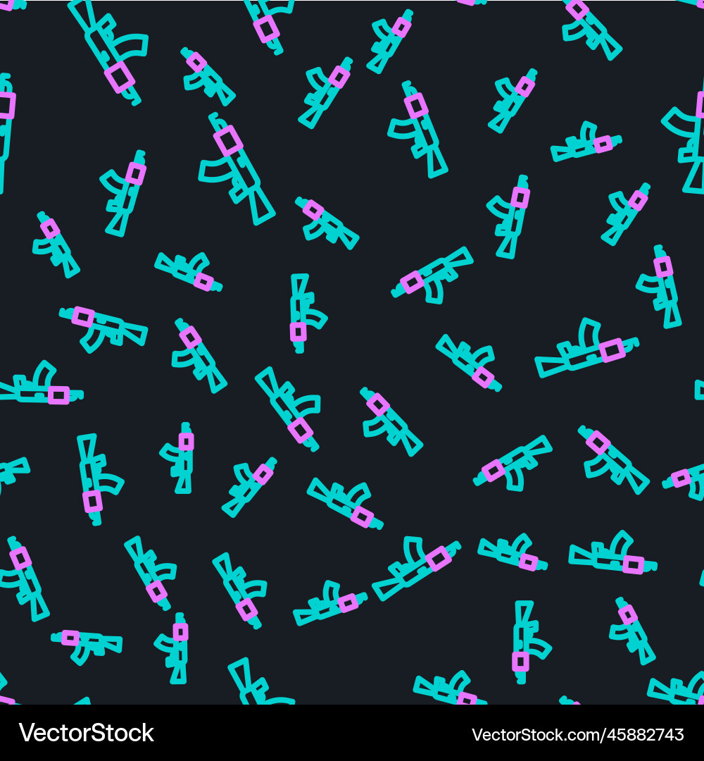 Line submachine gun icon isolated seamless pattern Vector Image