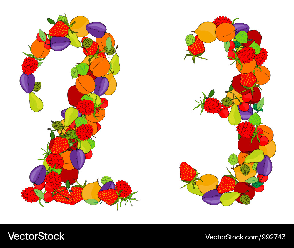 Number two and three vector image