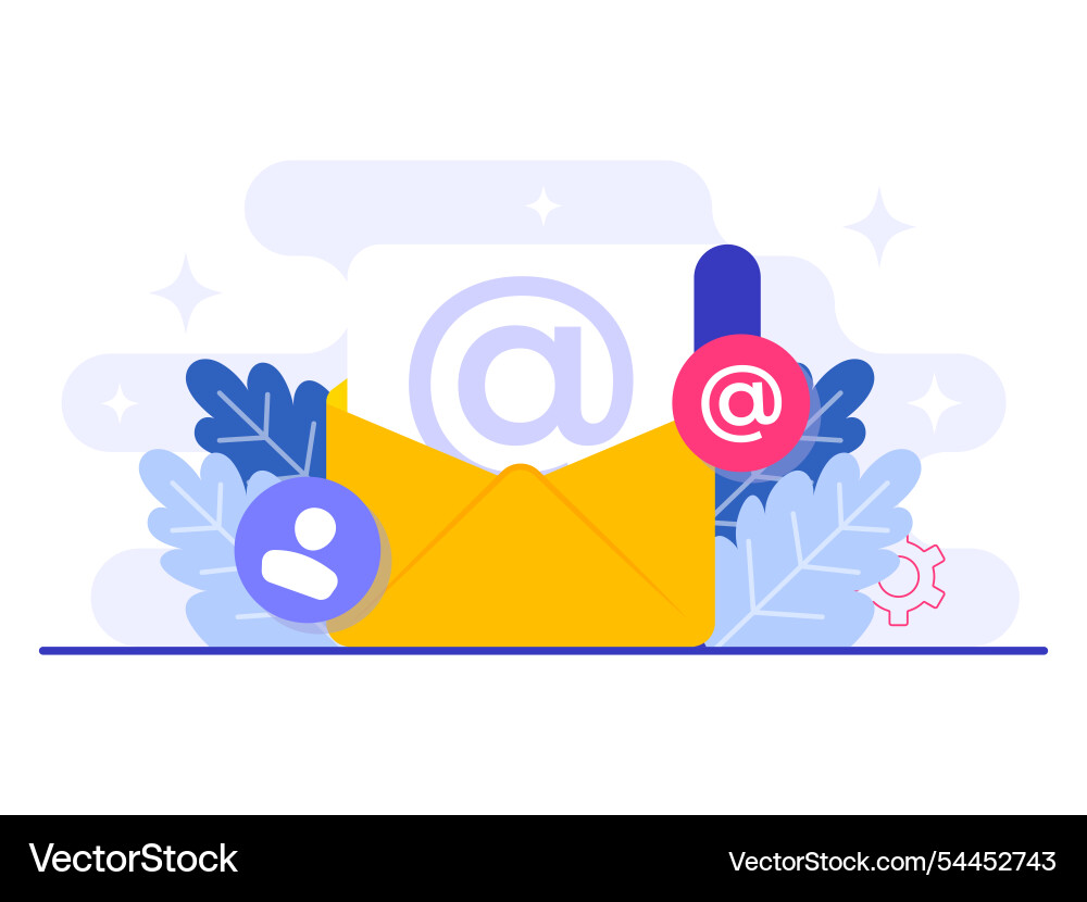 Opened envelope with digital message icons email Opened envelope with digital message icons email vector image