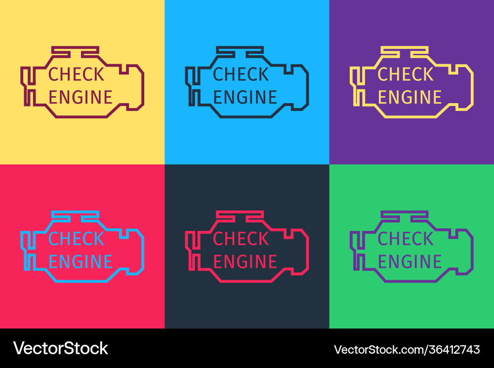 Pop art check engine icon isolated on color Vector Image