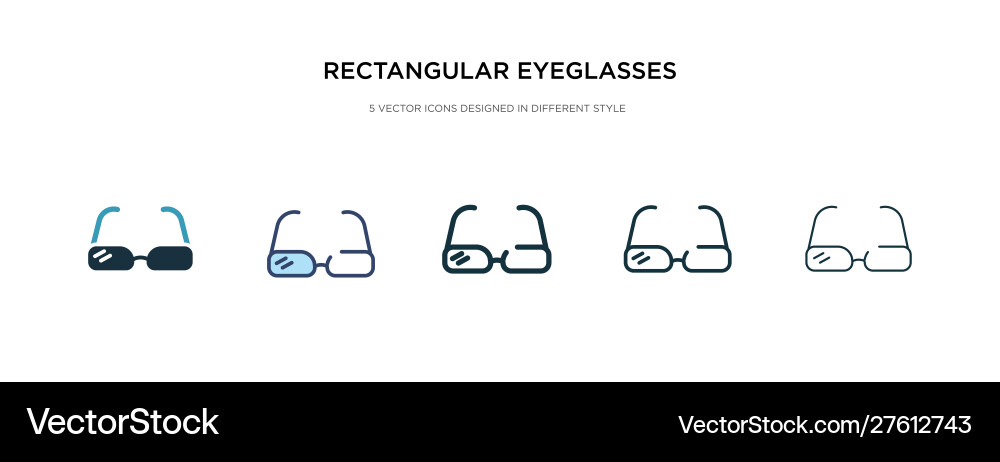 Rectangular eyeglasses icon in different style vector image