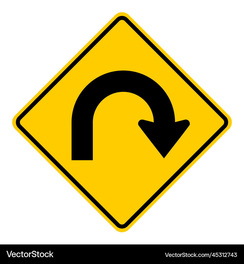 Return signal hairpin curve to right sign Return signal hairpin curve to right sign vector image