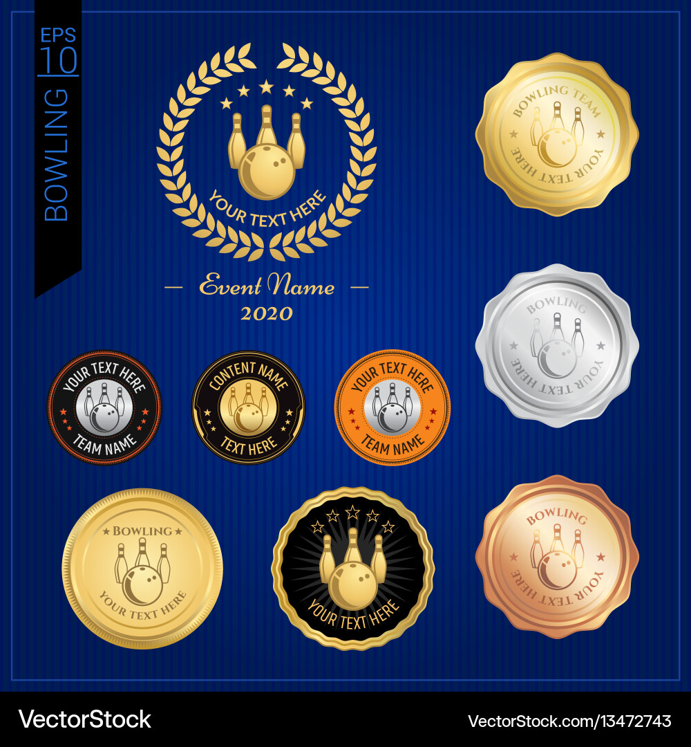 Set Bowling Badge Label oder Emblem für Sport Set Bowling Badge Label oder Emblem für Sport vektorbild