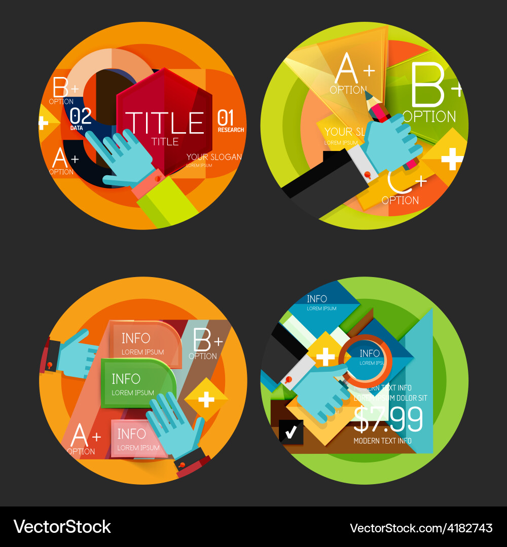 Set of option presentation labels flat design web vector image
