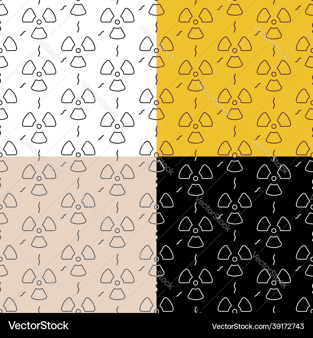 Set of seamless patterns with radioactive hazard Set of seamless patterns with radioactive hazard vector image