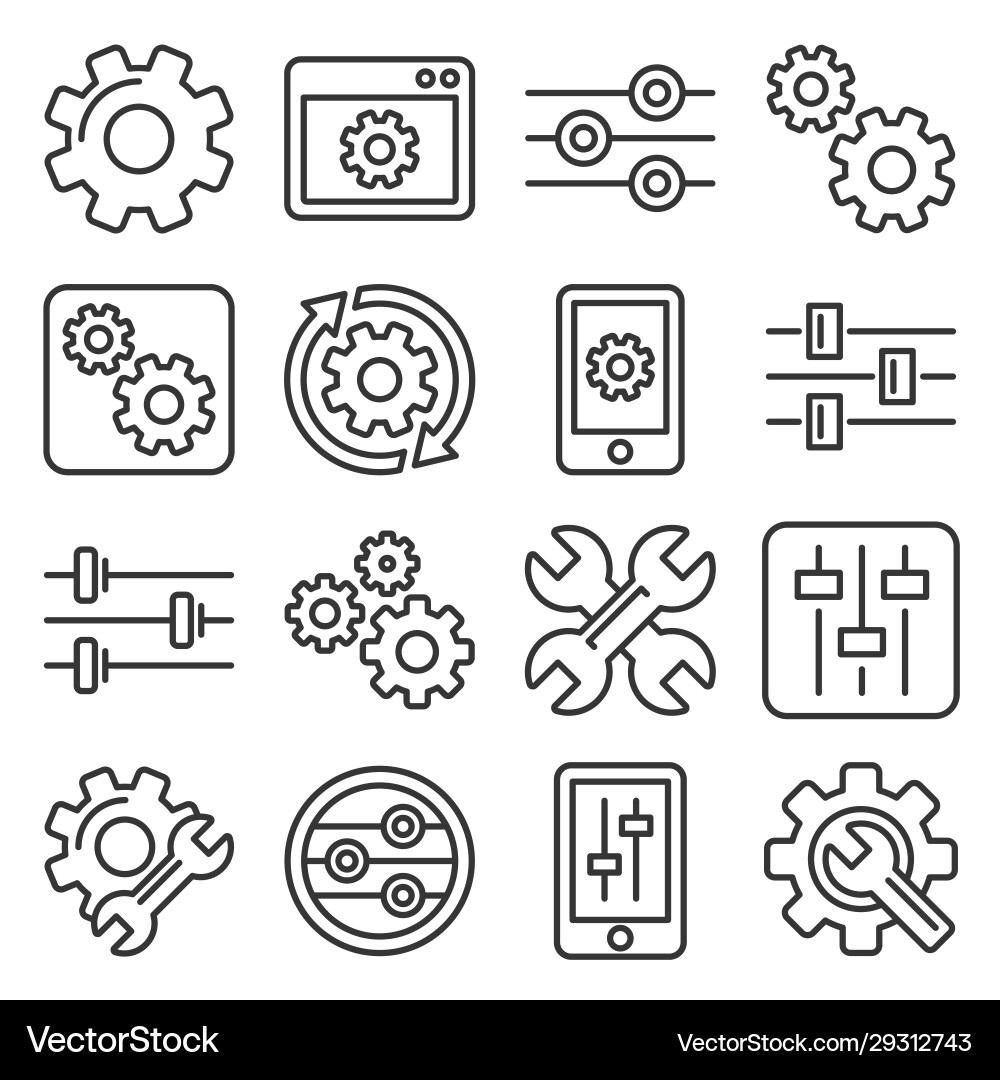 Settings and Configuration Icons Vector Image