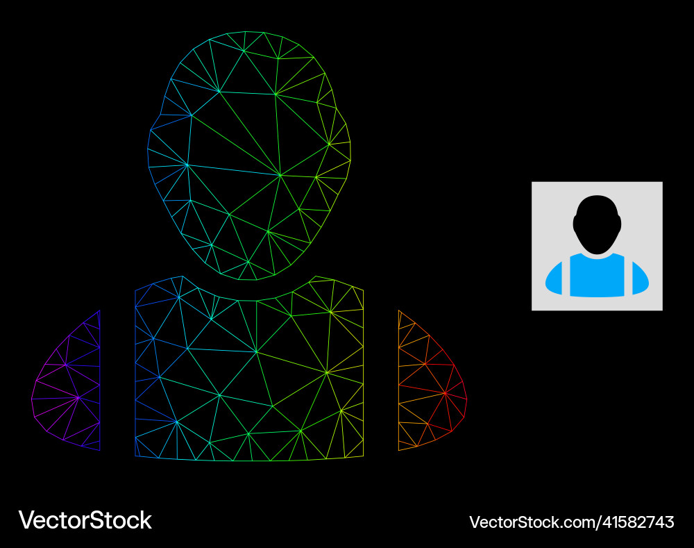 Spectrum gradient polygonal network worker icon Spectrum gradient polygonal network worker icon vector image