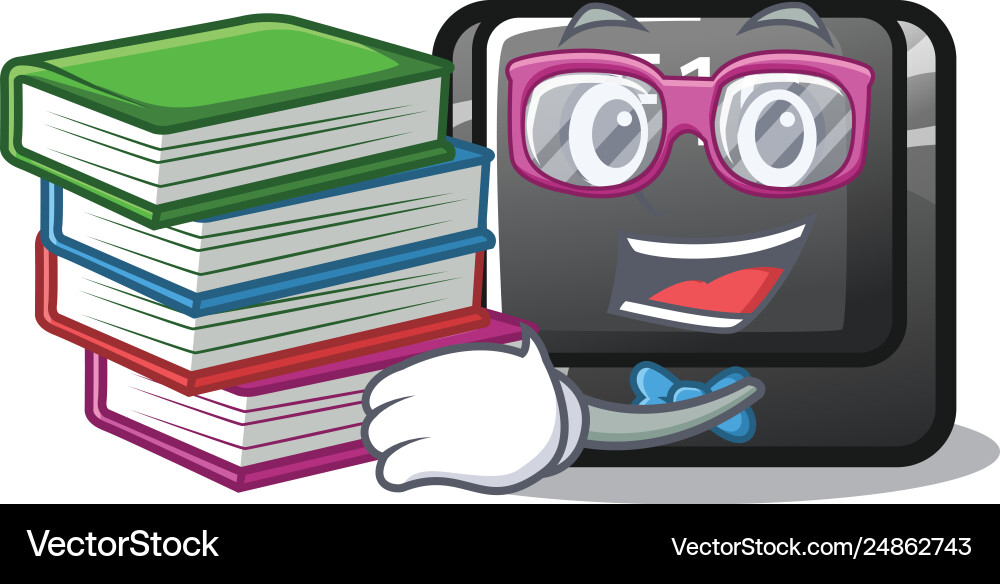 Student with book f10 button installed on cartoon Student with book f10 button installed on cartoon Vector Image