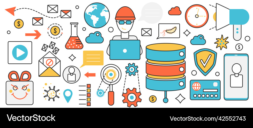 Web security for mobile application hacker vector image