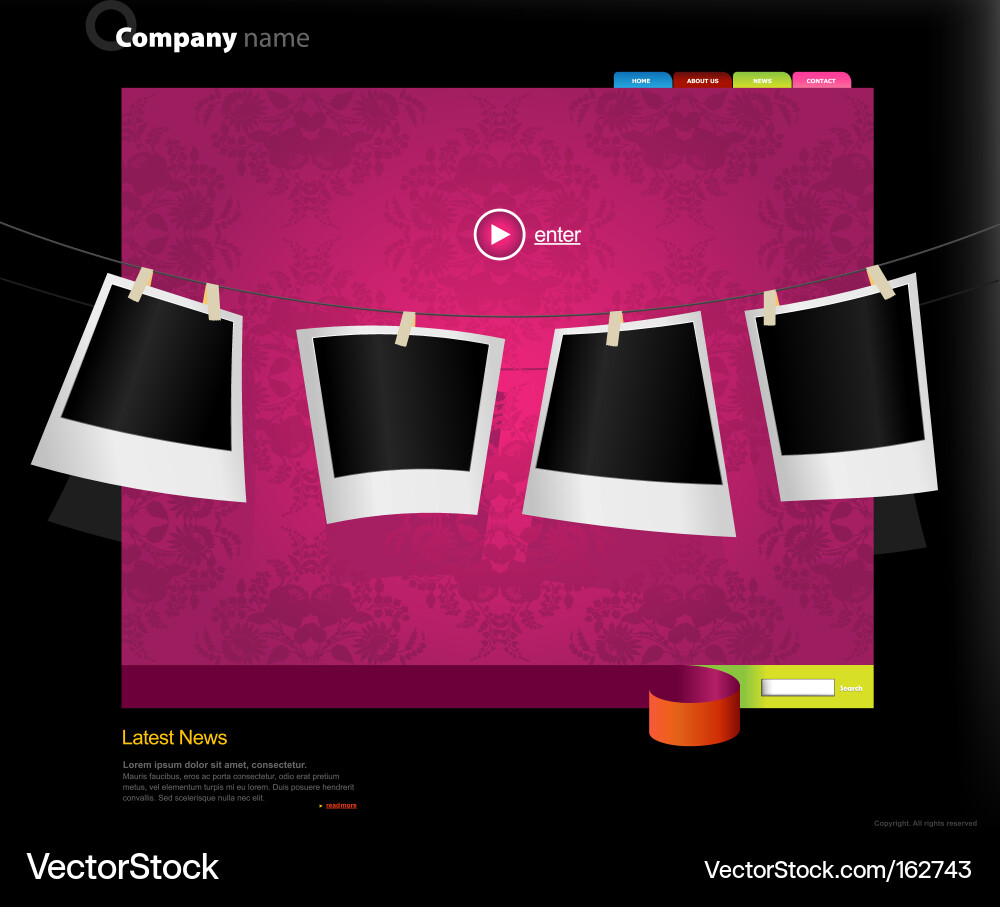 Website Layout with Photos vector image