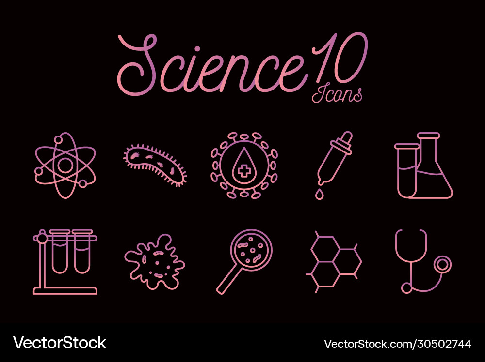 10 science gradient style icon set design vector image