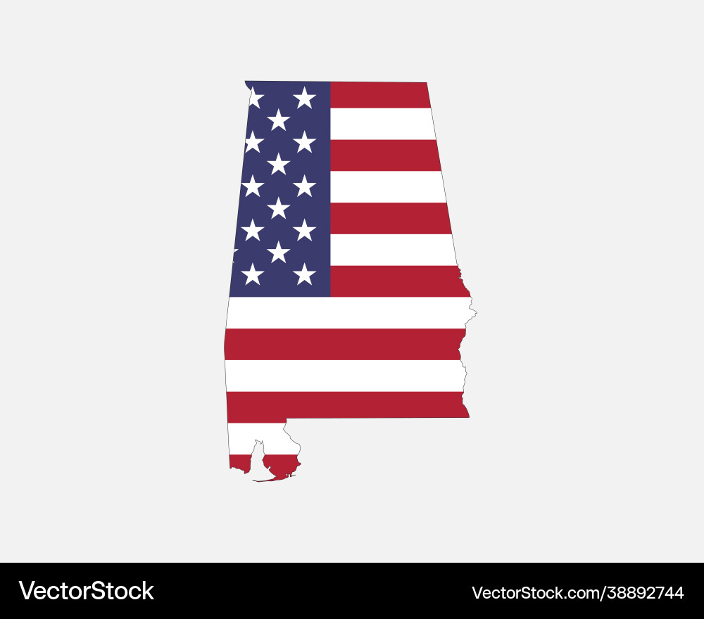 Alabama Karte auf amerikanische Flagge Alabama Karte auf amerikanische Flagge vektorbild