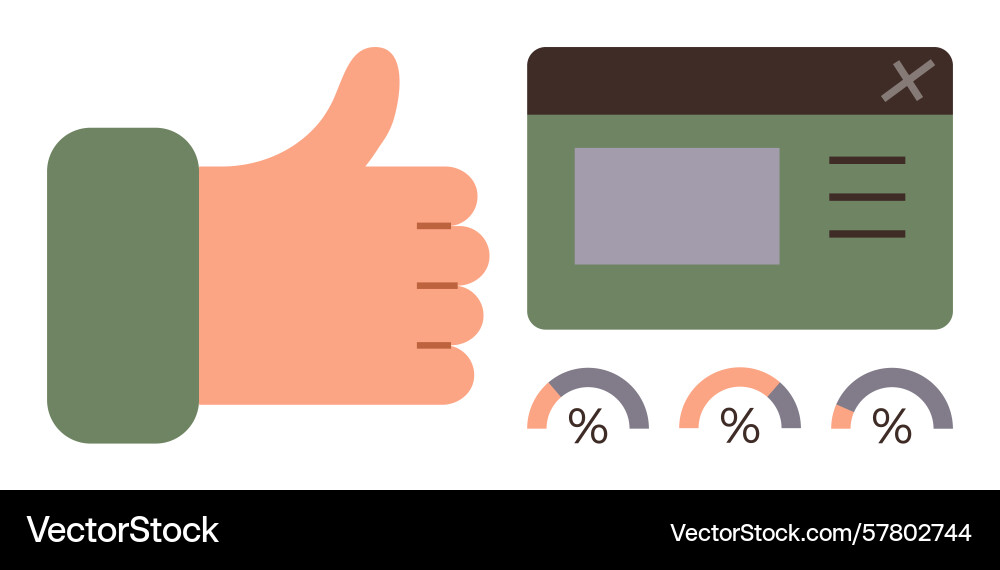 Approval gesture with dashboard and performance Approval gesture with dashboard and performance vector image