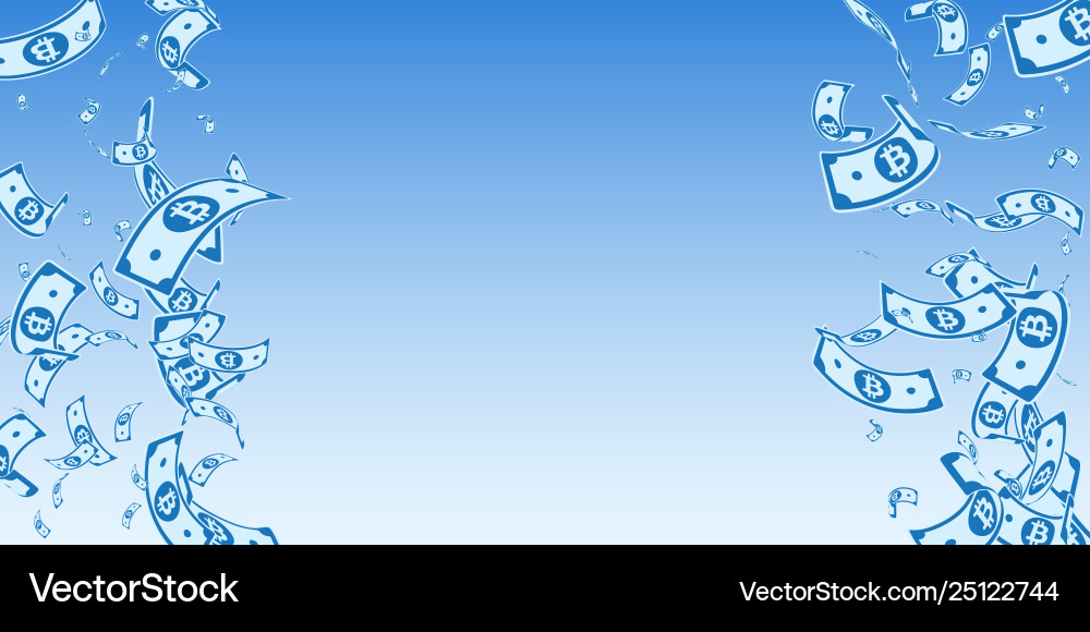 Bitcoin internet currency notes falling random b Bitcoin internet currency notes falling random b Vector Image