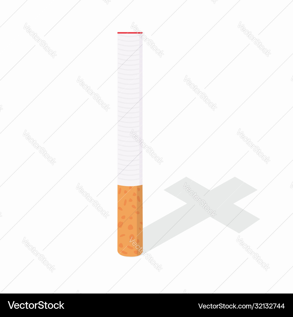 Cigarette with cross shadow isolate Cigarette with cross shadow isolate vector image