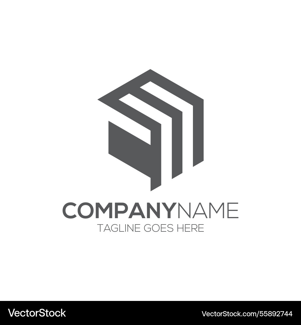 Cm letter logo design in hexagonal shape Vector Image