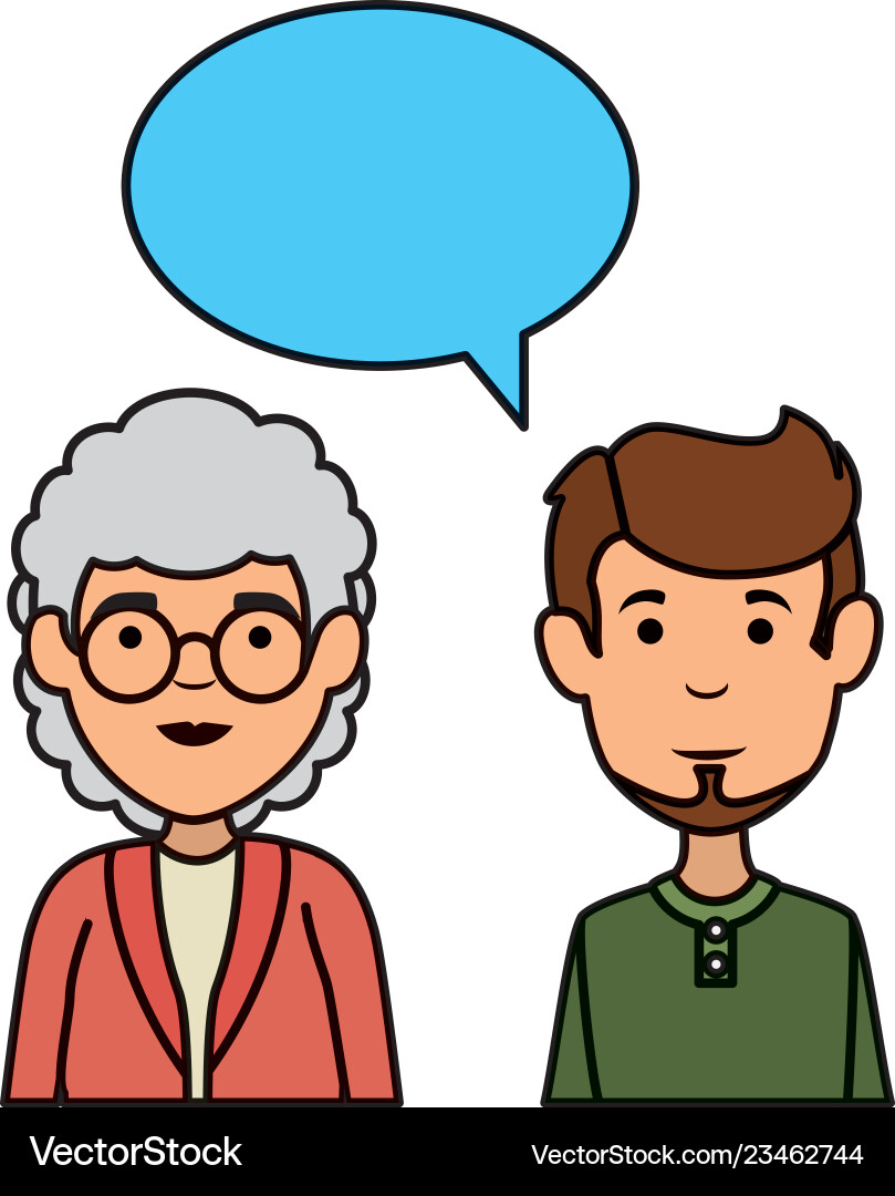 Cute grandmother and son talking Cute grandmother and son talking vector image