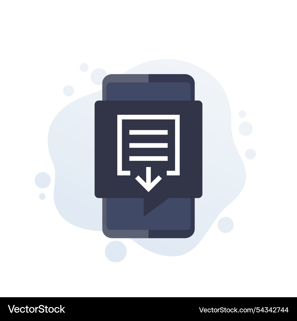 Dokument-Download-Symbol mit einem Smartphone Vektorbild
