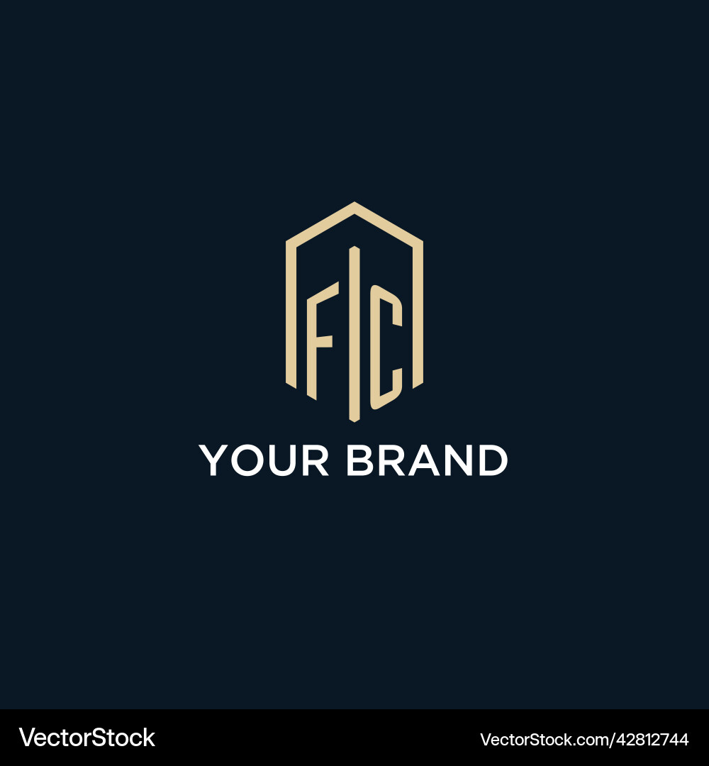 Fc Monogramm Logo mit hexagonaler Form Vektorbild