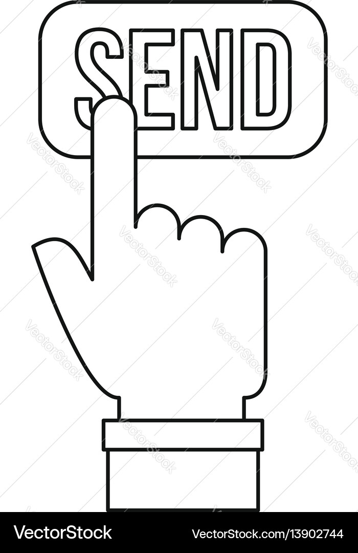 Hand pressing a button with the text send icon Hand pressing a button with the text send icon vector image