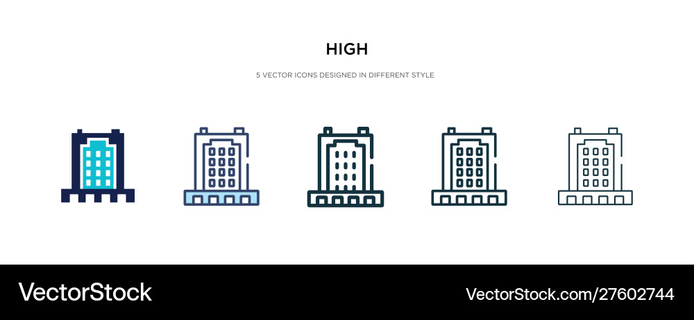 High icon in different style two colored High icon in different style two colored vector image