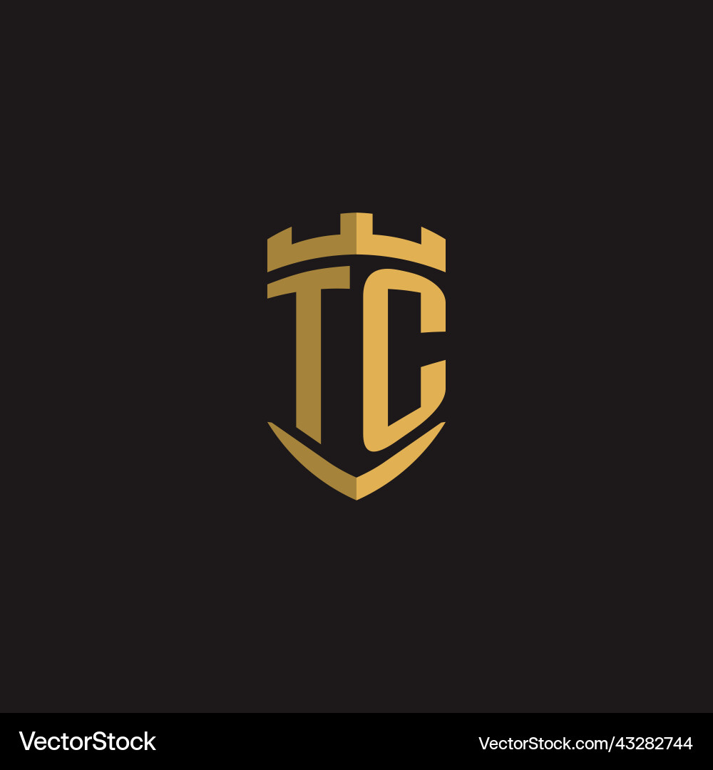 Initials tc logo monogram with shield style design Initials tc logo monogram with shield style design vector image