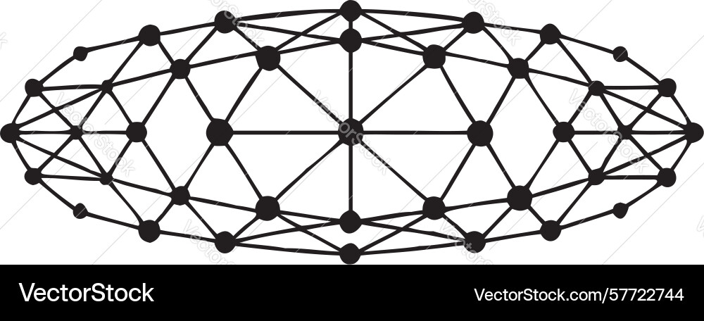 Intricate abstract interconnected network in oval Vector Image