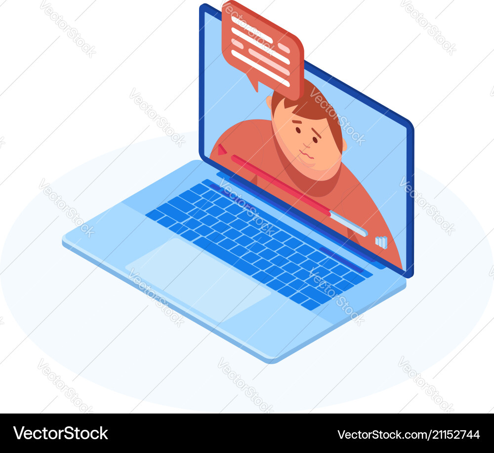 Isometrics video chatting online on computer Isometrics video chatting online on computer vector image