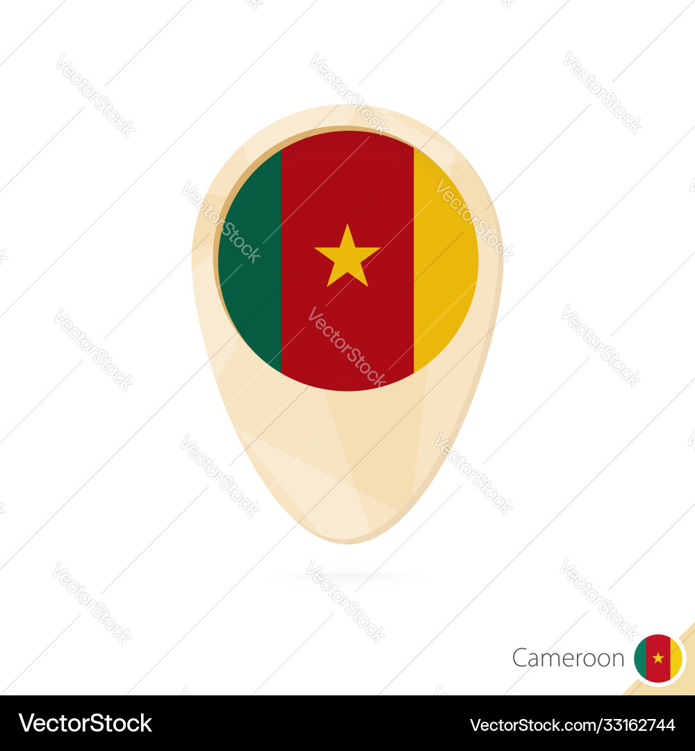Map pointer with flag cameroon orange abstract vector image