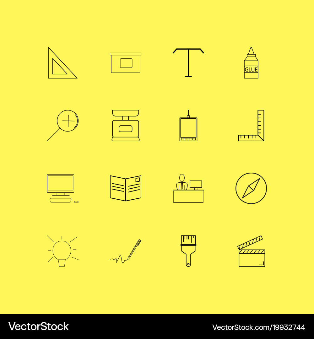 Office linear icon set simple outline icons Vector Image