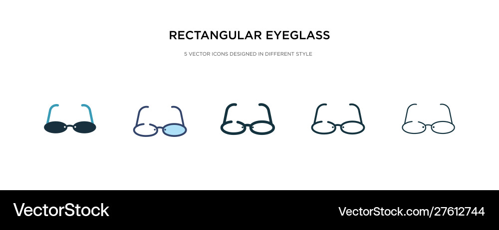 Rectangular eyeglass frame icon in different vector image