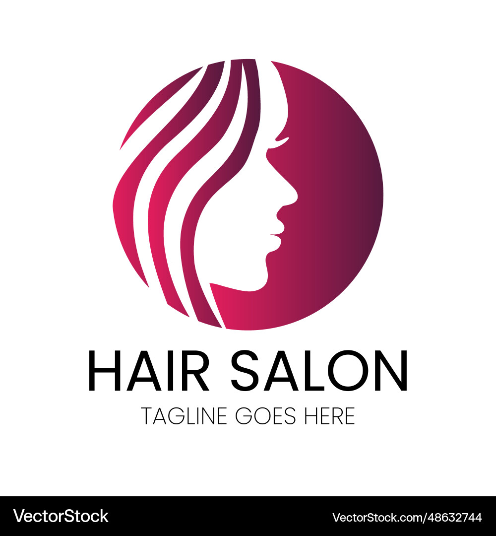 Rosa Schönheit oder Friseursalon Logo mit Frau Gesicht Rosa Schönheit oder Friseursalon Logo mit Frau Gesicht vektorbild