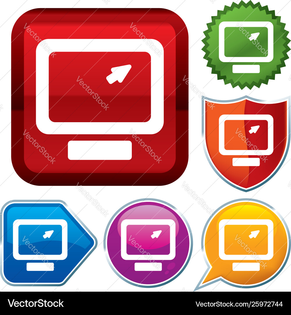 Set shiny icon series on buttons screen vector image