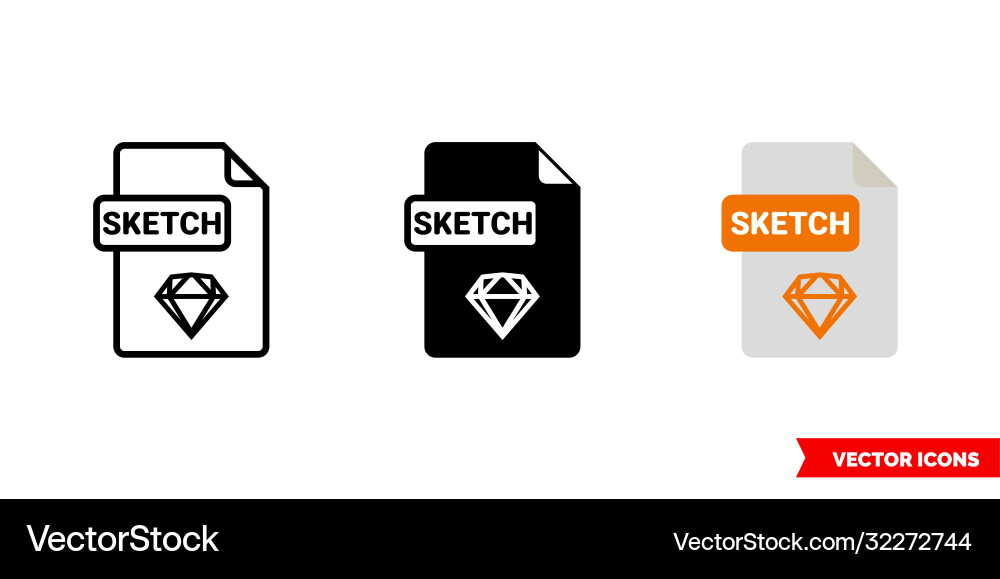 Sketch file icon 3 types isolated sign Sketch file icon 3 types isolated sign vector image