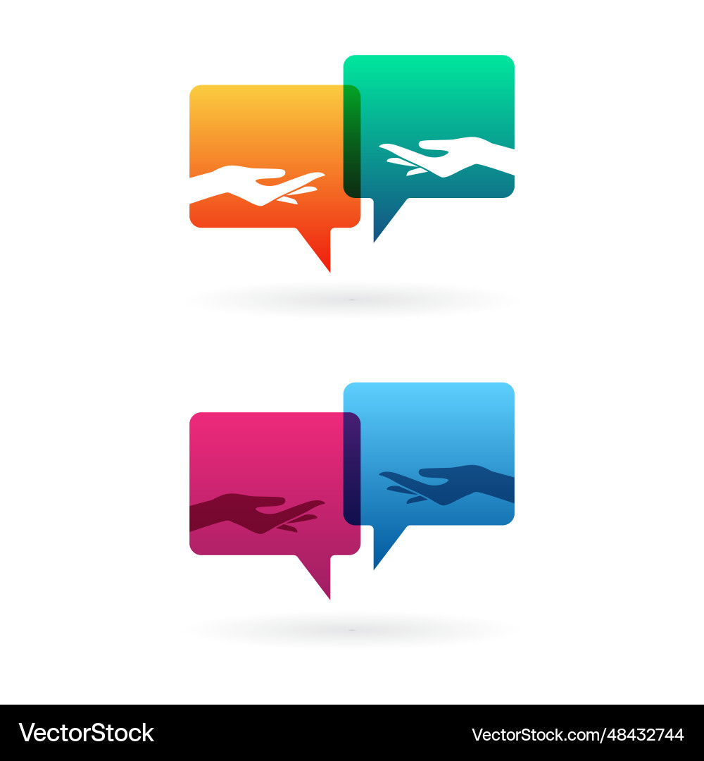 Speech bubbles set with hands Speech bubbles set with hands vector image