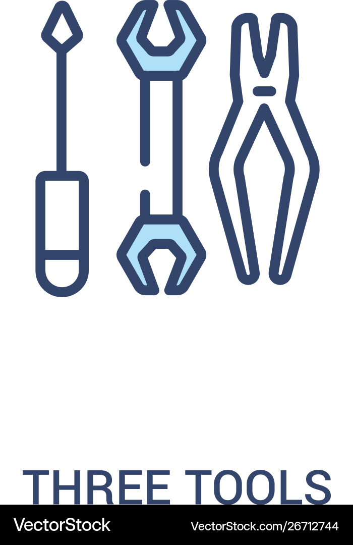 Three tools concept 2 colored icon simple line Three tools concept 2 colored icon simple line vector image