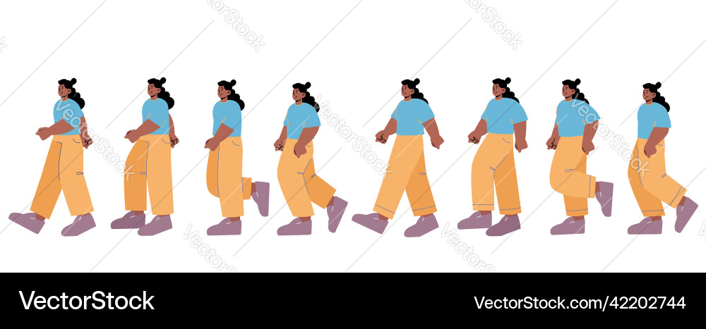 Woman walk animation sequence cycle for game Woman walk animation sequence cycle for game vector image