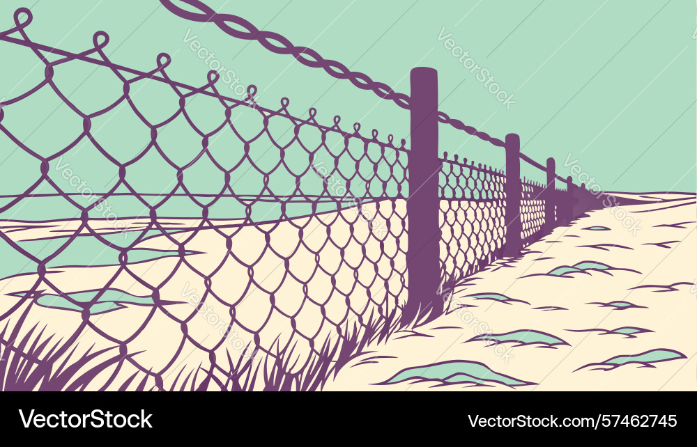 Abstract path through chain link fence art design vector image