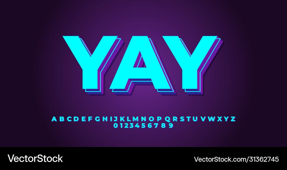 Aqua 3d layer font style design templates vector image