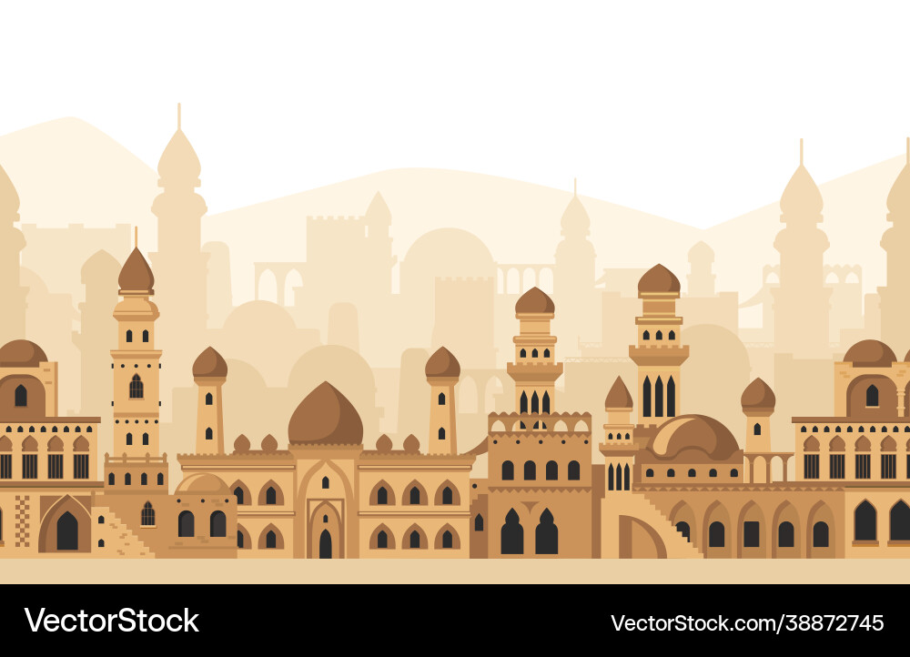 Arabic city traditional mosque buildings Arabic city traditional mosque buildings vector image