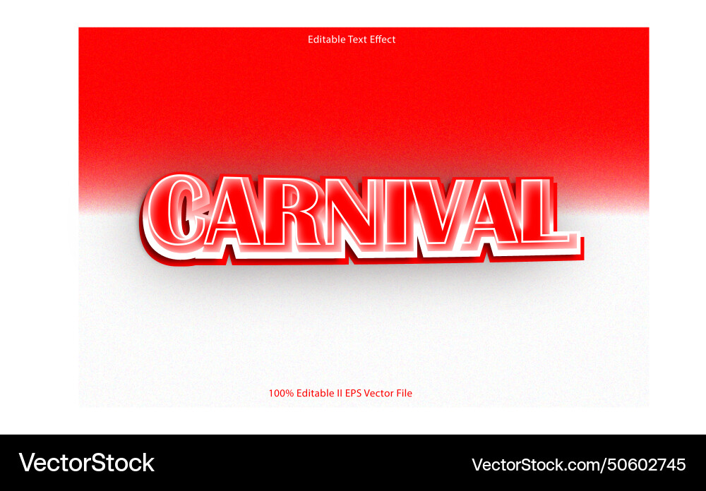 Carnival editable text effect 3d emboss gradient Carnival editable text effect 3d emboss gradient vector image