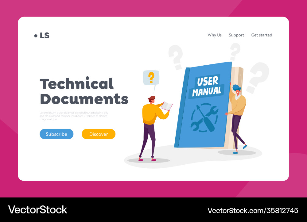Characters reading user manual guide book Characters reading user manual guide book vector image